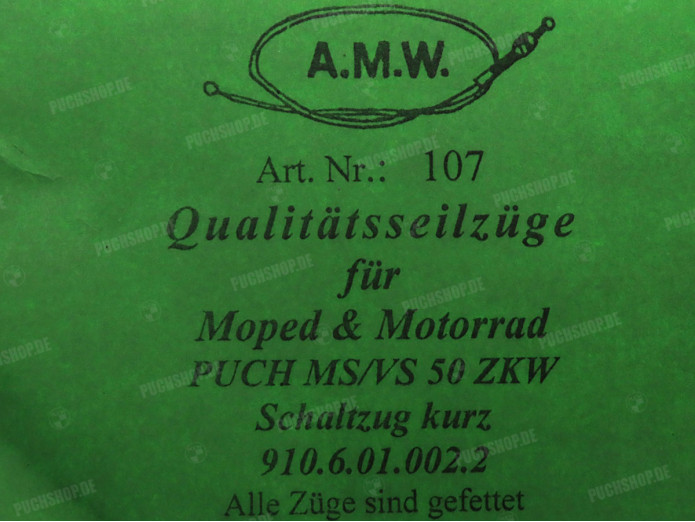 Bowdenzug Puch MS50 VS50 Schaltzug kurz A.M.W. 